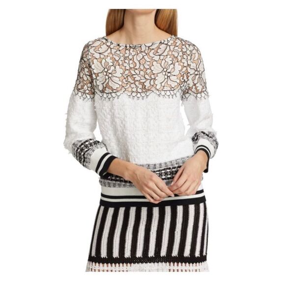 FREDERICK ANDERSON Lace-Trimmed Tweed Sweatshirt size 8 - Picture 3 of 13